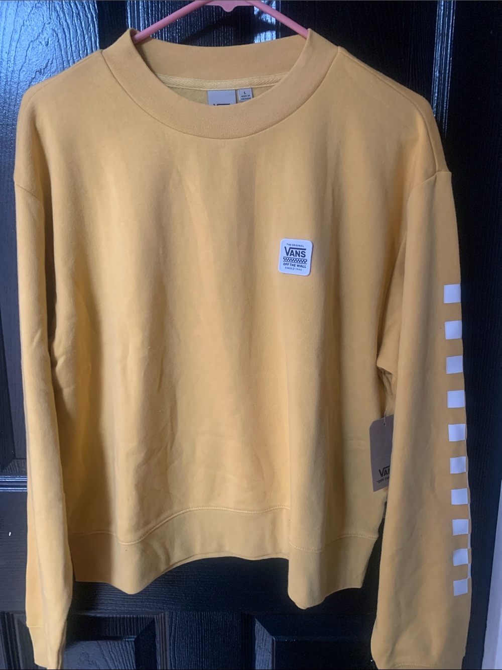 Vans Yellow Crewneck Sweatshirt with White Sleeve Checker